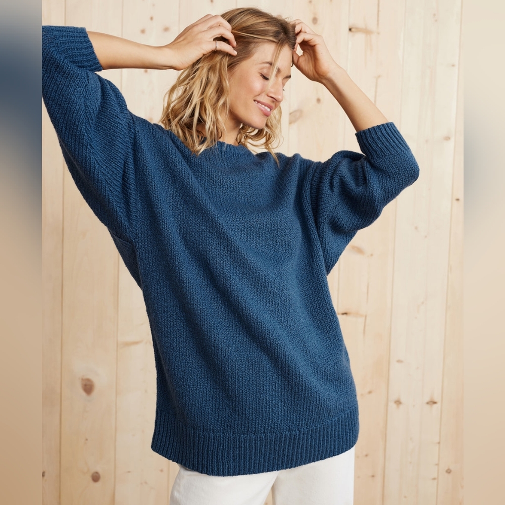 HP🎉Jenni Kayne Cotton Tunic Sweater Indigo Crewneck Oversized XXS-S EUC!